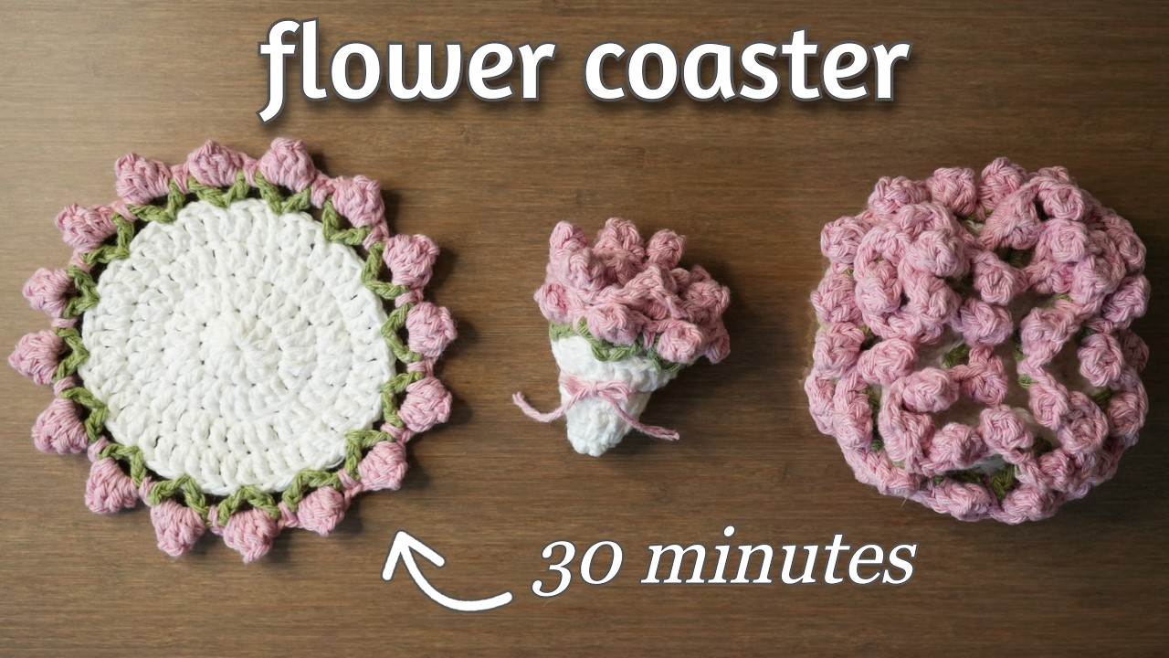 Crochet Flower Bouquet Coaster Tutorial