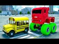 Short cars, short school bus, short KAMAZ, short water carrier - Wheel City Heroes Cartoon