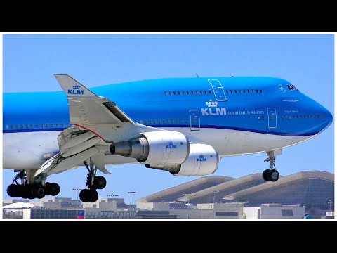 [4K] KLM BOEING 747-406(M) LAX ARRIVAL - PLANE SPOTTING - JUNE 2019