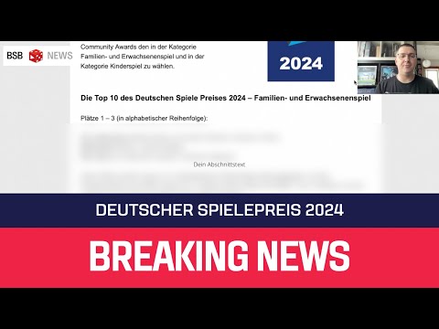 Breaking News: Deutscher Spielepreis 2024 - Top 3 + Plätze 4 - 10