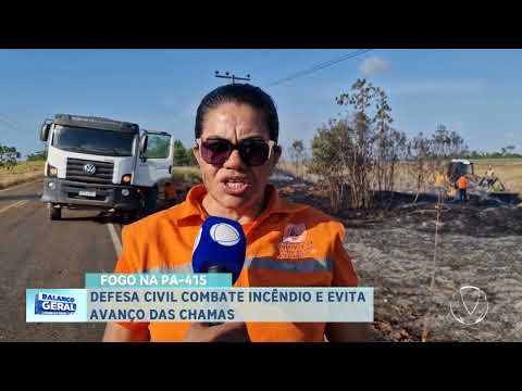 FOGO NA PA 415: DEFESA CIVIL COMBATE INCÊNDIO E EVITA AVANÇO DAS CHAMAS