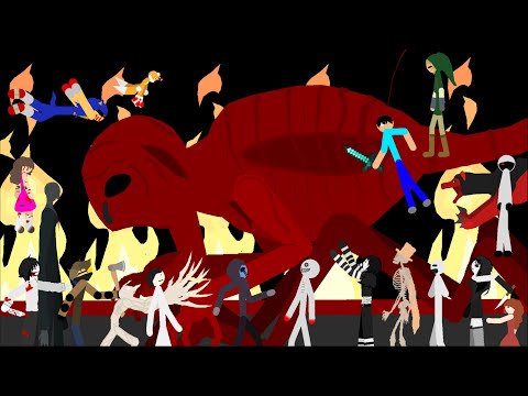 (unfinished) RED (NES Godzilla Creepypasta) vs Team Creepypastas| Sticknodes Battle!