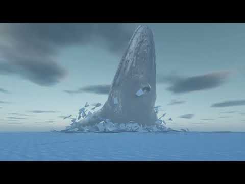 Ice Minecraft VS Huge Whale, realistic CGI
