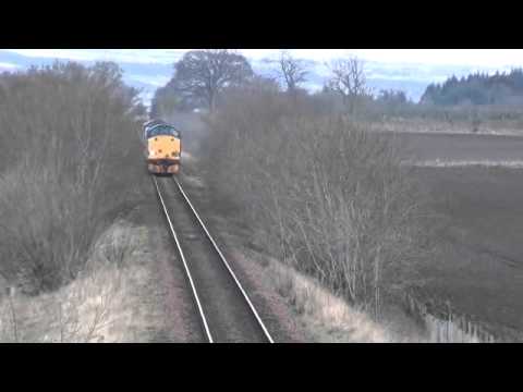Class 37 Thrashing through Evanton with nuclear flask