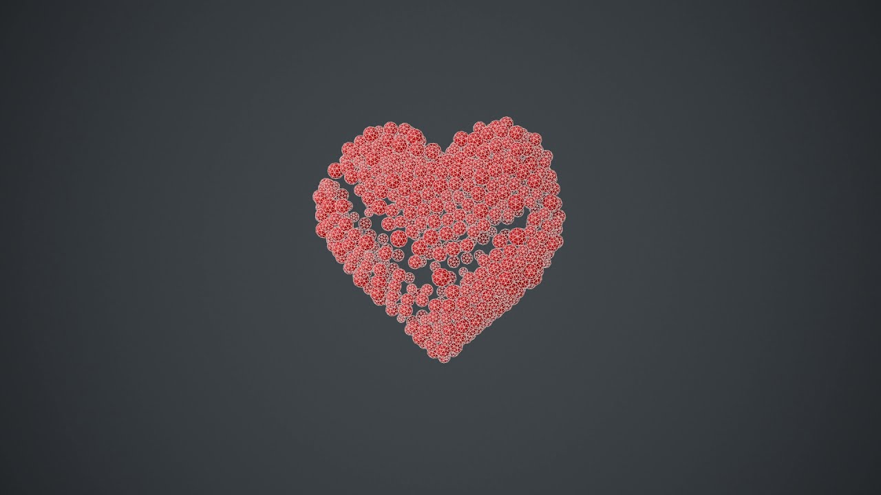 Beating Heart shape - forming animation from spheres 3D Model