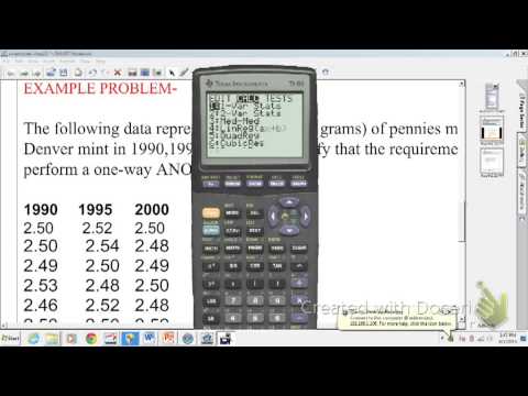 one way anova on ti83