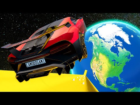 Using GIANT RAMPS to Jump Cars Over PLANETS in BeamNG Drive Mods!