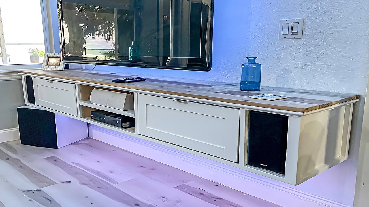 Watch video Floating TV console using one sheet of plywood Now Floating TV console using one sheet of plywood