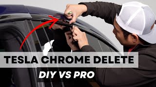 Black Out Tesla Chrome Trims With Vinyl Wrap - DIY Chrome Delete vs Pro Install - TESBROS