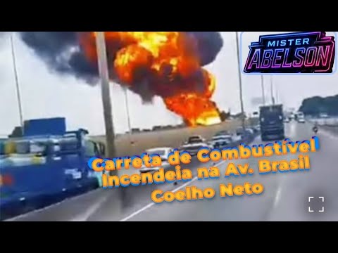 Caminhão de combustível pega fogo na avenida Brasil