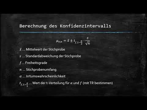 Beurteilende Statistik 2 - Bestimmen des Konfidenzintervalls bei unbekannter Standardabweichung