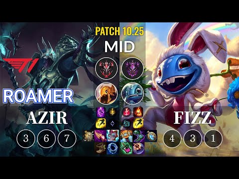 T1 Roamer Azir vs Fizz Mid - KR Patch 10.25