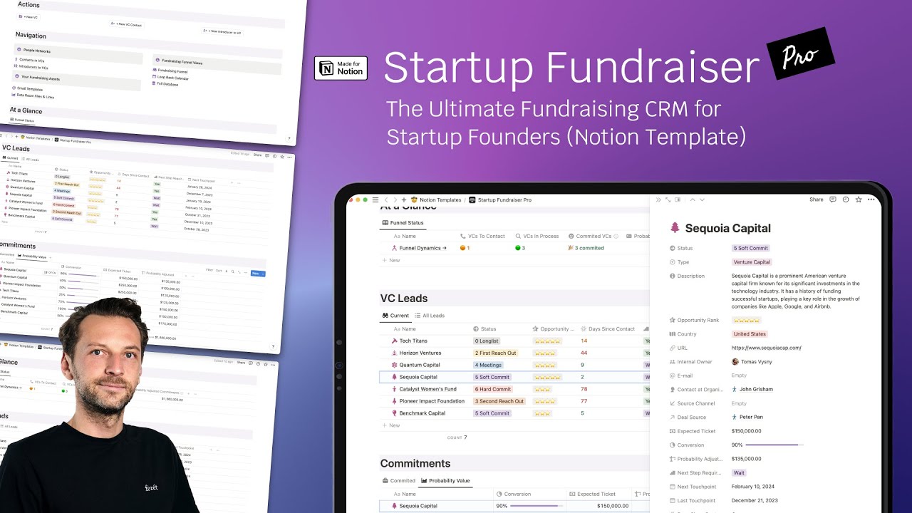 Startup Fundraiser Pro (CRM for Founders Raising VC Capital) Notion Walkthrough
