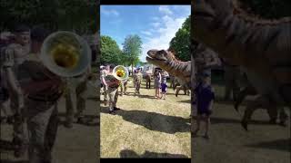 Dinosaur scared by horn!