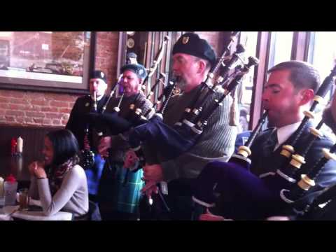 Kings County Pipes & Drums serenading the patrons of Thistle Hill Tavern