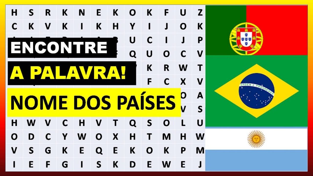 CAÇA PALAVRAS - Encontre o nome dos países [DIFÍCIL]