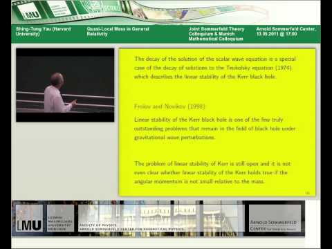 Shing Tung Yau - Quasilocal mass in general relativity