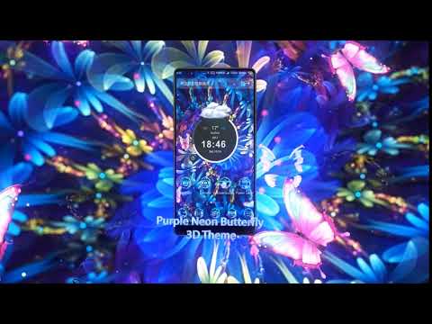 Purple Neon Butterfly 3D Theme Video