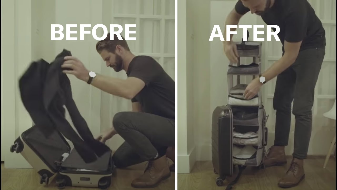 A suitcase with a built-in closet? My newest invention - YouTube