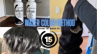 HOW TO DYE HD LACE WIG JET BLACK USING ADORE DYE IN 15 MINS | Water Color Method | Kiara Najdra