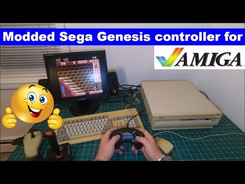 Modded Sega Genesis controller for using with Commodore Amiga 500, 600, 1200, 1000, 2000, 3000, 4000