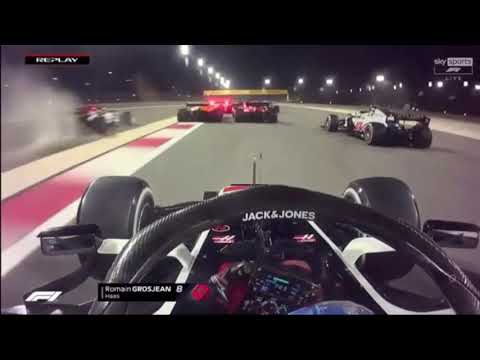 Romain Grosjean 2020 F1 Bahrain GP Crash (Real Life vs. F1 Game)