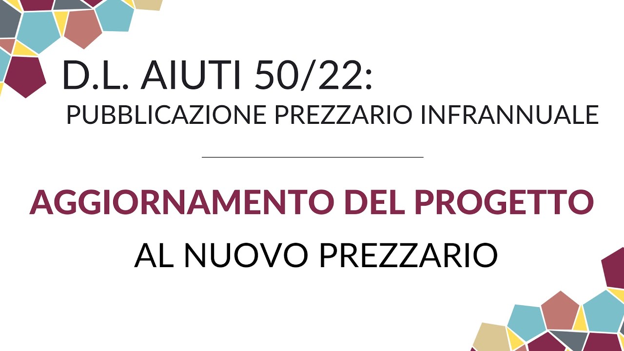 Decreto Aiuti: Come aggiornare il progetto al nuovo prezzario con SUITE MOSAICO 19.0