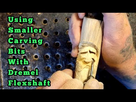 Wood spirit on a walking stick step by step for Beginners with a Dremel. (First minute no sound)