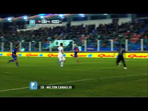 Gol Caraglio. Tigre 0 - Vélez 1. Fecha 1. Torneo Primera División 2014. Fútbol Para Todos