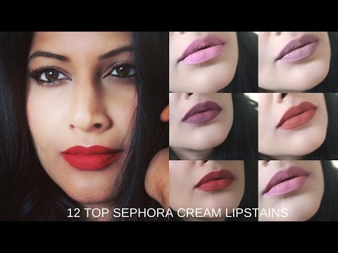 NEW! SEPHORA CREAM LIPSTAINS TOP 12 SWATCH ON INDIAN SKIN | REVIEW | SHWETA VJ Video