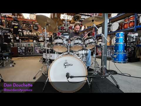 Gretsch Catalina Maple 7pc Drum Kit in Black Stardust Silver Sparkle Duco