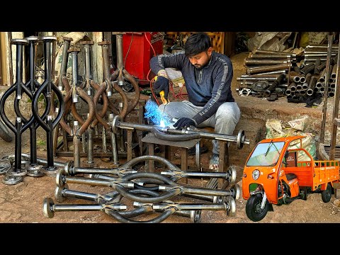 Industrial Loader Rickshaw Axle Fabrication Process in Small Workshop |