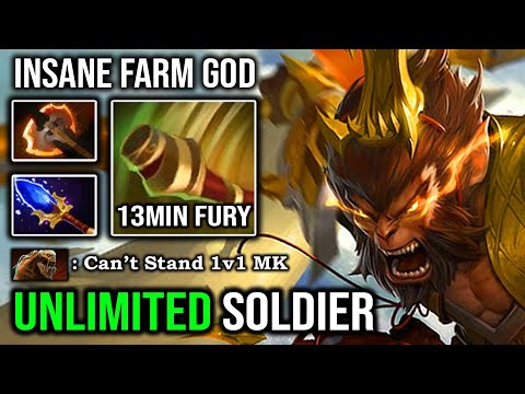 EPIC FARM GOD 13Min Battlefury Monkey King Unlimited Soldier Spawn Even LS Can't Stand 1v1 DotA 2