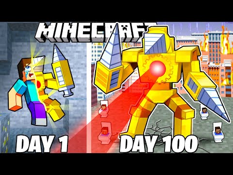 I Survived 100 Days as DRILLMAN in HARDCORE Minecraft!