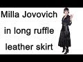 Milla Jovovich In Long Leather Skirt