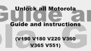 How to unlock all Motorola - Cingular At&t  V190 V180 V220 V360 V365 V551