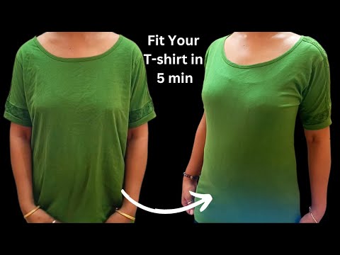 How to downsize a T-shirt to fit you perfectly in 5 minutes/Sewing Tips and Tricks