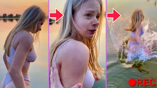 【水落ハプニング】着衣がズブ濡れ！海外美女たちの「水落ち映像50連発！」| Fall into the Water Compilation