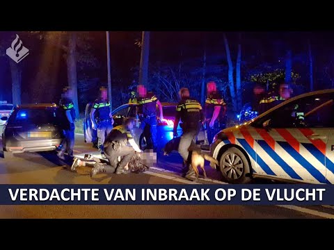 Verdachte van inbraak op de vlucht - De politiehelikopter en TBV van Midden-Nederland.