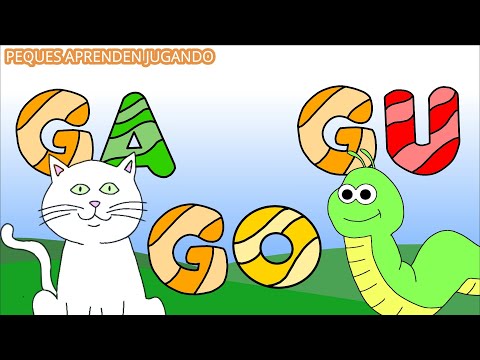 GA GO GU  Palabras con las sílabas GA GO GU  Aprendiendo a leer  Video de Peques Aprenden Jugando