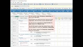 Material Take-Off Tab: Temporary Assemblies