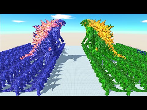 GREEN GODZILLA VS BLUE GODZILLA DEATH RUN - Animal Revolt Battle Simulator