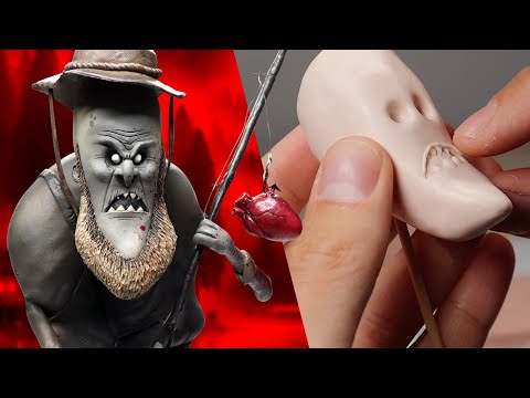 Making Up My Own Nightmare Character - The Tale of "The Fisherman" - Polymer Clay Timelapse