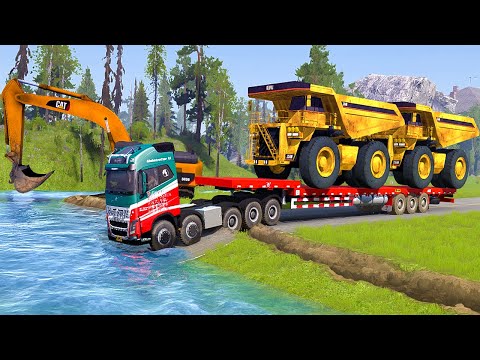 Spintires Mudrunner Gameplay | Truck vs Extreme Broken Road with Speed Bumps #mudrunner