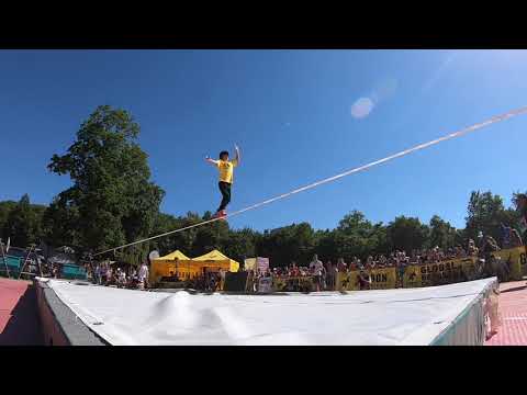 World Slackline Masters in Stuttgart 2019 Rikuto Nakamura vs Abraham Hernandezf