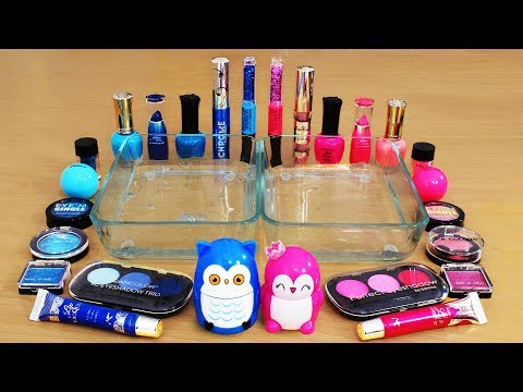 Mixing Makeup Eyeshadow Into Slime ! Blue vs Pink Special Series Part 16 Satisfying Slime Video Video