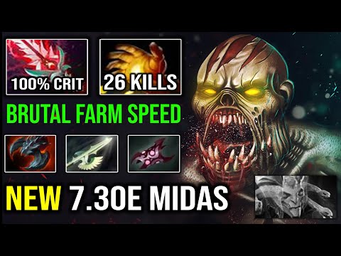INSANE Passive Farm 1st Item Midas OP 100% Crit Lifestealer EZ 820 GPM Amazing 26Kills Pro Dota 2