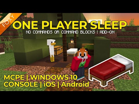 FoxyNoTail - MCPE ONE PLAYER SLEEP for Bedrock | No Command Blocks! | Add-on