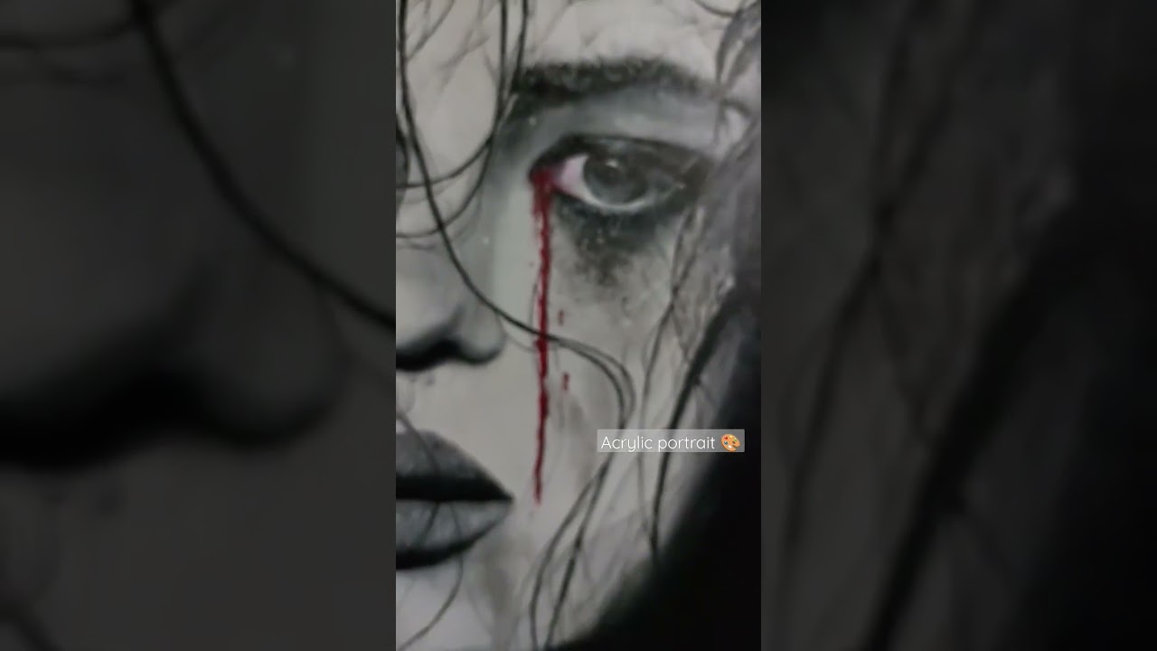 Acrylic portrait 🎨 Bleeding with eyes 🩸#art #portrait #acrylicpainting #eyes