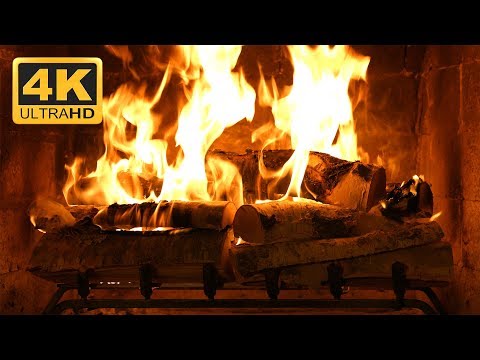 Birchwood Crackling Fireplace | Realistic Virtual Fire from Fireplace For Your Home - 4K UHD